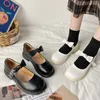 2021 Lente Lolita Shoes Bow Mary Janes Schoenen Platform Lederen Meisjes Schoen Ronde Teen Casual Shoe Gesp Strap Mujer 8934N