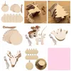 10 pièces/lot ornements d'arbre de noël copeaux de bois bonhomme de neige arbres cerf chaussettes suspendus pendentif décoration cadeau de noël artisanat ZWL33