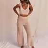 Plüsch Flauschiges ärmelloses Crop Top + weite Beinhosen Hosen Frauen zweiteilige Trainingsanzüge Outfits passende Sets lässige Sweatshirts Y0625