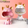 Ermakovaラッキー猫像彫刻テーブル装飾ミニチュア置物雑貨貯蔵箱モダンなリビングルームデスク家の装飾210924