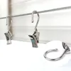 Steel Clamp With Hook 5cm Rail Curtain Hooks Cap Sock Scarf Fabric Poster Sign Hanger Laundry Clothespin Metal Hanging Clip