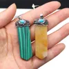 Wrap Natural Stone 7 chakra Charms Sword Shape Rose Quartz Healing Reiki Crystal Tiger eye Pendant Finding for DIY Men Necklaces Jewelry 18x55mm