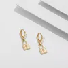 Hoop & Huggie ALLME Simple Gold Color Lock Pendant Earring For Women Metal Alloy Key Simulated Pearls Earrings Temperament Jewelry