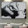 Nuomege siyah ve beyaz boksör resim tuval resimleri baskı duvar resimleri yaratıcı dekoratif resim ev dekor poster sanat x0726