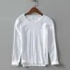 Autumn Winter 100% Cotton T-shirt Men O-Neck Solid Color Casual T Shirt Basic Tees Plus Size Long Sleeve Tops Y31 210629