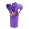 Ensemble d'ustensiles de cuisine en Silicone, spatule antiadhésive, pelle, manche en bois, ensemble d'outils de cuisine avec boîte de rangement, 11 pièces, nouveauté 2021