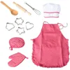 11PcsSet Role Play Children Apron Hat Cooking Baking Toy Cooker Play Set Children Kids Kitchen Accessories2583193