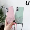 Custodie per cordino con tracolla per Samsung Galaxy A52 5G A32 A72 A12 A51 A50 S21 Ultra S20 FE S10 Plus Cover in silicone con glitter