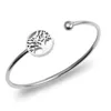 Levensboom Zilveren Kleur Bangle Metalen Opengewerkte Kralen Open Dame Mode Glamour Statement Sieraden Vintage