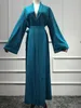 Fashion Simple Muslim Dress Smooth Silky Elegant Pure Color Long Dresses Women Modest Wear Plus Size Islamic Clothing