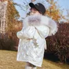 귀여운 어린이 다운 재킷 패션 디자인 PU 중형 스타일 순수한 컬러 소녀 코트
