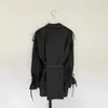 [EWQ] femmes élégantes Trench mode bureau dame ceinture manteau Outwear automne Chic coréen hauts manteaux amples kaki 210918