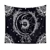 Tapestries Space Mountain Sun en Moon Tapestry Muur Opknoping Retro Zwart Wit Dunne Kunst Doek Hippie Tapijt