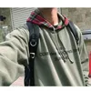 Högkvalitativ bomulls mäns europeiska och amerikanska insatser stora talare hip-hop gemensam skotsk plaid hooded Terry hoodie 210927