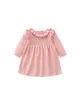 Meninas vestidos de malha vestidos de camisola de criança vestido bebê baby ruffled A-linha lótus folha de algodão princesa vestidos infantil recém-nascido boutique roupas B7845