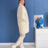 Manteau en coton en duvet pour femme, col long, version coréenne d'hiver, veste rembourrée en coton brillant au-dessus du genou 211018