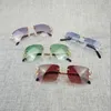 Designer Zonnebril Draad Oval Randloze Zonnebril Mannen Vierkant Kleine Lens Brillen voor Vrouwen Outdoor Clear Glasses Metalen Frame Oculos Shades