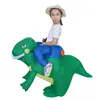 Uppblåsbara Dinosaur Kids Kostym T-Rex Dino Rider Outfit Cosplay Purim Halloween Dragon Party Carnival Blow Up Toys Fancy Dress Q0910