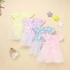 Summer Baby Flutter-Manches Tulle Robe Romper 210528