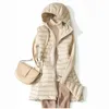 Женщины утка вниз жилет куртка осень зима ультра света плюс размер пухлый пальто Fooamle с капюшоном вскользь без рукавов 211018