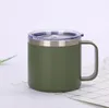 2022 12oz Kaffe Koppar Handtag Kontor Kopp Stanless Vattenflaska Tumbler rån Värmeisolering Kall ölkoppar Drinkware