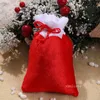 10 * 15 cm Buon Natale Sacchetto regalo rosso Tinta unita Sacco di Babbo Natale Borsa con coulisse Albero di Natale Sacchetti per imballaggio di caramelle T2I52879