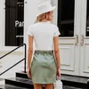 Vintage Sonbahar Deri Kadın Kalem Etek Yüksek Bel Fermuar Bodycon Mini Moda Cep Kış Bayanlar Streetwear 210621