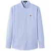 Casual 100% Cotton Mens Oxford Shirts Long Sleeve Thick Regular Fit Embroidery Horse Fashion Designer 210721