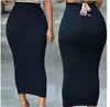 Юбки женщин тощий карандаш густая юбка женские дамы твердые бедра обертка Bodycon высокая талия эластичная растяжка стройная длинная неполная осень