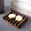 Натуральные бамбуковые мыльные блюда Держатель для подноса Стойка пластины коробка Контейнер портативный баллончик для ванной комнаты хранения коробки DH8878