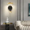 Vägglampor svart plus guld kopparlampa nordisk stil sängen sconce 15w kreativ LED -ljus dim för TV bakgrundsgång elbelysning