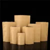 100st / lot Food fuktsäker väskor Förpackning Tätningspåse Brun Kraft Papperspåse med aluminiumfoliepåsar för mat te mellanmål