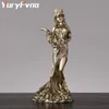 YuryFvna Déesse grecque de la chance et de la fortune StatuesResin Blinded Lady tenant la corne de la richesse Figurines romaines Home Decor 210811