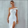 Kadın Elbise Artı Boyutu Straplez Bölünmüş Midi Parti Seksi Elbiseler Düzensiz Elbise Vestido De Mujer Kobieta Sukienka Femme Robe X0705