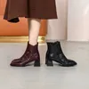 Kadınlar için Zarif Ayak Bileği Çizmeler Yan Fermuar Hakiki Deri Yüksek Topuklu Sonbahar Kış Düğün Ayakkabı Kadın 210528