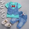 Sommar Nyfödd Baby Boys Kläder Satser Fashion Suit T-shirt + Byxor 2PCS Toddler Spädbarn Outfit Wear Sport Kläder Ställer 1 År G1023