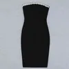 Женщины сексуальный летний дизайнер без бретелек блестящий хрусталь черный повязки платья дамы элегантное bodycon вечеринка vestido 88cm 210527