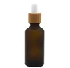 Frosted Amber White Glass Dropper Bottle 15ml 30ml 50ml with Bamboo Cap 1oz Wooden Essential Oil Bottles