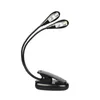 Led Clip Book Light Double Head 4Leds Batterijen USB Power Draagbare Opvouwbare Nachtlampje Stand Leeslamp Clip Music Light 497 V2