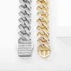 Jinao 18mm Baguette Prong Cuban Link Halsband AAA + CZ Iced Out Chain Hip Hop Fashion Luxury Bling White Gold Chain for Gift X0509