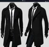 Erkek Trençkot Sonbahar Rahat Slim Fit Kış Sıcak Kruvaze Uzun Ceket Palto Üst Palto Pelerin Ceketler Punk Giysileri 210927