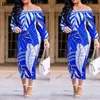 Umeko New Off Ramię Liść Midi Suknie Letni Biskup Rękaw Boho Long Drfemale Club Bodycon Sundresses Kobiety 5xl Plus Size X0529