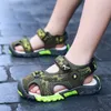 Summer Boys Sandals Children High Quality Kids Shoes Child Cut-outs Big Boy canvas rain breathable Sandalias 5-16 years 210306