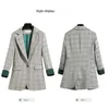 Plaid kleine pak jas vrouwen Mid-length hoogwaardige Koreaanse stijl slanke mode casual blazer kantoor jas temperament 210527