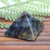 Naturlig Labradorite Moonstone Pyramid Gift Reiki Healing Chakra Meditation Rough Stone Polished Desk Smycken Dekoration