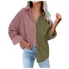 Kvinnans jackor Kvinnor 2022 Kvinnor Corduroy Jacket Coat Autumn Casual Lapel Single-Breasted Color Blocking Blus Lous Outerwear Chic