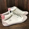 Mid Star Sneakers High-top stil Dam Skor Golden Italy rosa-guld glitter Klassisk Vit Do-old Dirty Designer Shoe