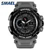 Smael Brand Led Watch Waterproof 50m Sport Wrist Watches Stopwatch 1702 Grey Military Watch Digital Led Clock Army Watch for Men Q0524