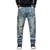 Trendy Cargo Hosen Männer Casual Distressed Jeans Patchwork Lose Baggy Hosen Streetwear Denim Plus Größe Retro Jean Herrenbekleidung