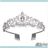 Barrettes Jewelry JewelryCrystal Tiara Crown pannband Prinsessan Elegant med kammar för kvinnor unga damer brud bröllop prom födelsedagsfest